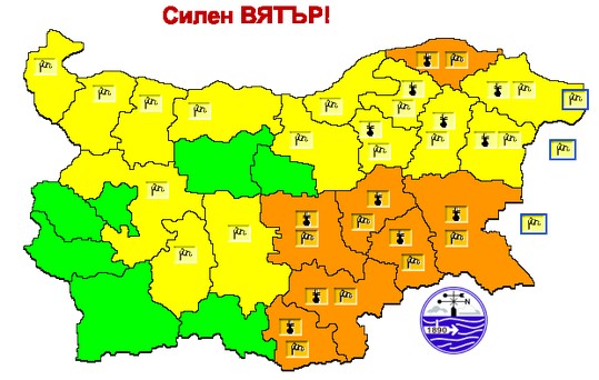 Оранжев код за горещо време и силен вятър на 09.07.2025 г.